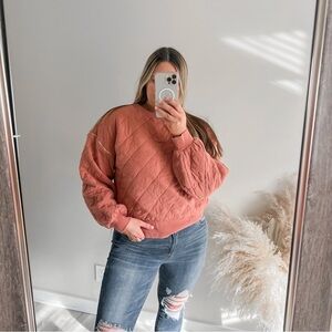 Universal thread quilted pullover sweater